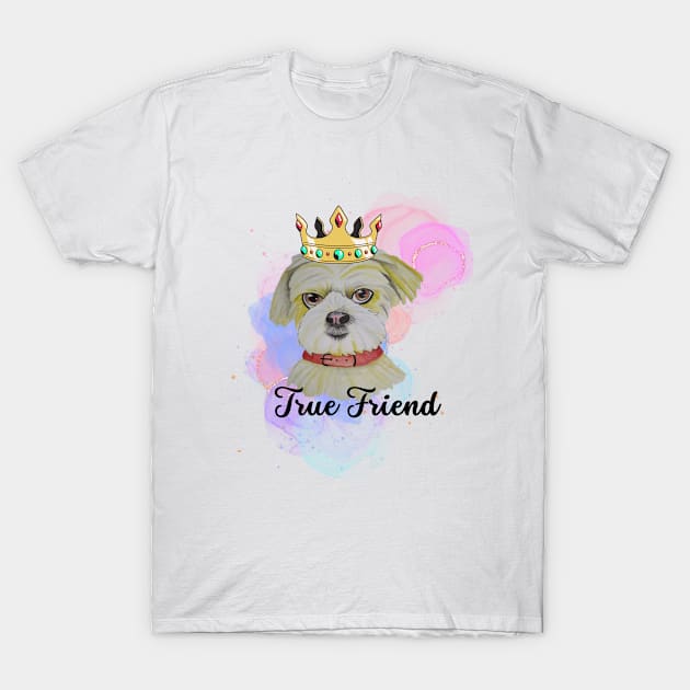 Fun Dog True Friend T-Shirt by Prilidiarts